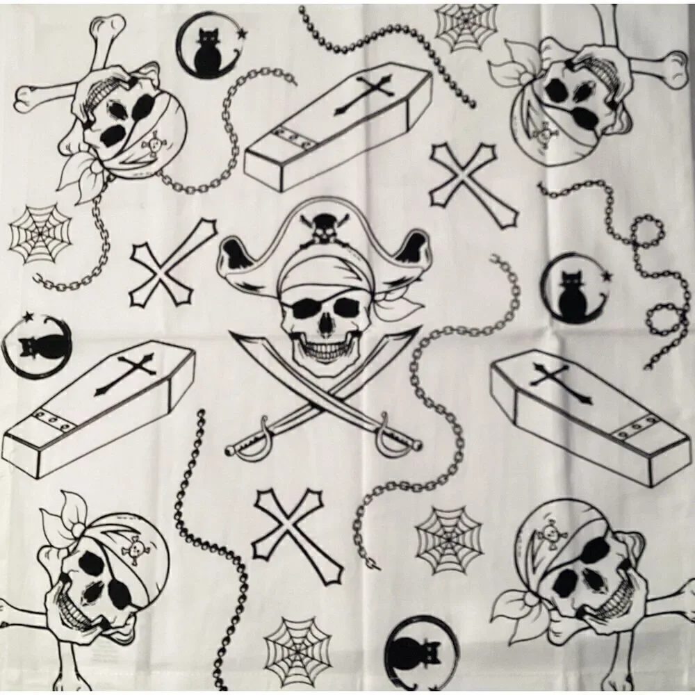 Urban Villa 12 Pack Black White Skull Napkins 17” x 17”